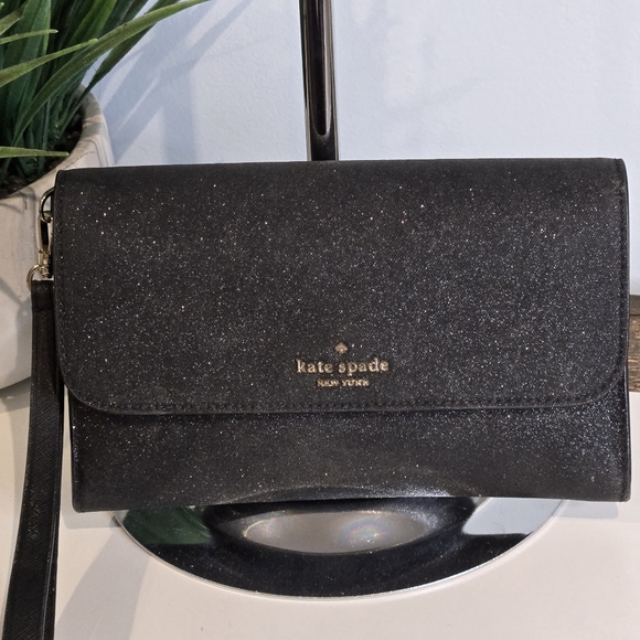 kate spade Handbags - Kate Spade Black Glitter Wristlet/Wallet